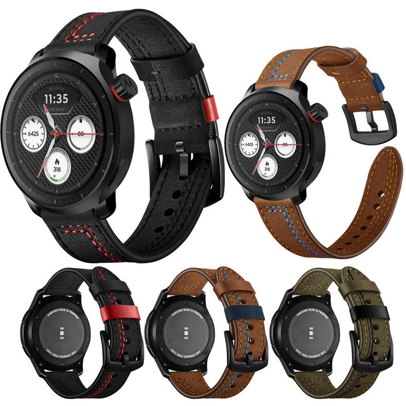 Motorola Smartwatch Accessories - レザー時計ストラップ Motorola Moto Watch 2026 用