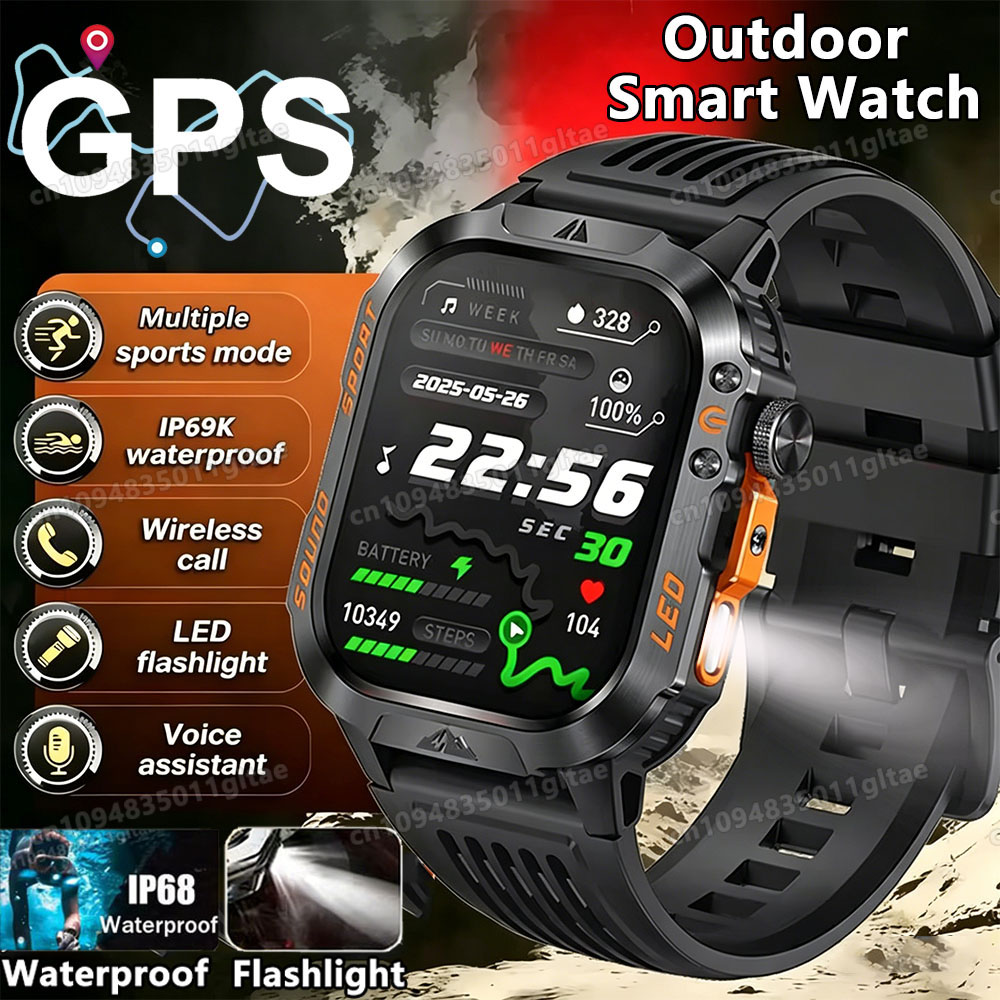 Smartwatch X12 - 2026年新型ミリタリースマートウォッチ メンズ 3ATM アウトドアスポーツ フィットネストラッカー 血圧健康モニター