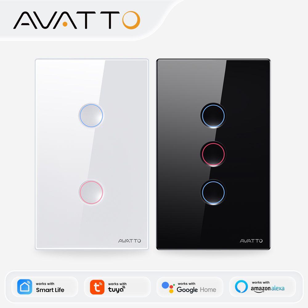 Smart Accessories - AVATTO 1/2/3/4 ギャング ZigBee スマートライトスイッチ ワイヤレス壁タッチ溝付きボタンスイッチ