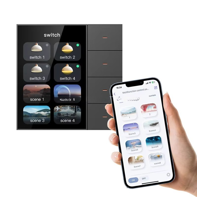 Smart Accessories - F3 Pro 3.5インチIPSタッチパネルスマートスイッチ Zigbee 4シーン調光器 UK