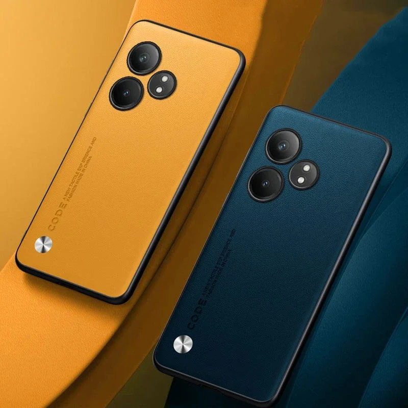 Realme用の頑丈な革製ケース,シリコンバックカメラ保護, - Realme Gt 6 のレビューと価格