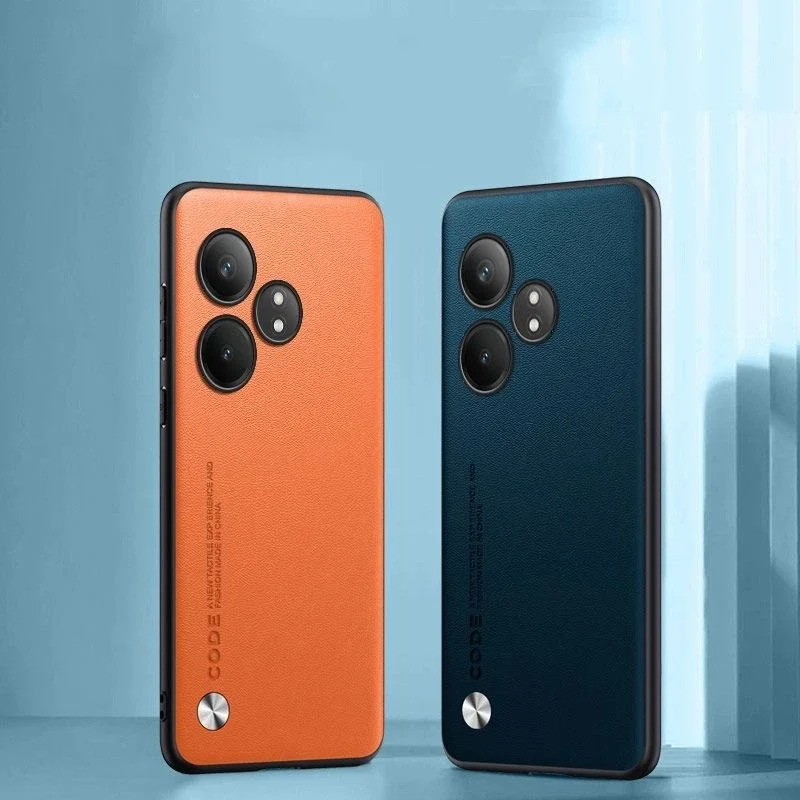 Realme用の頑丈な革製ケース,シリコンバックカメラ保護, - Realme Gt 6 のレビューと価格