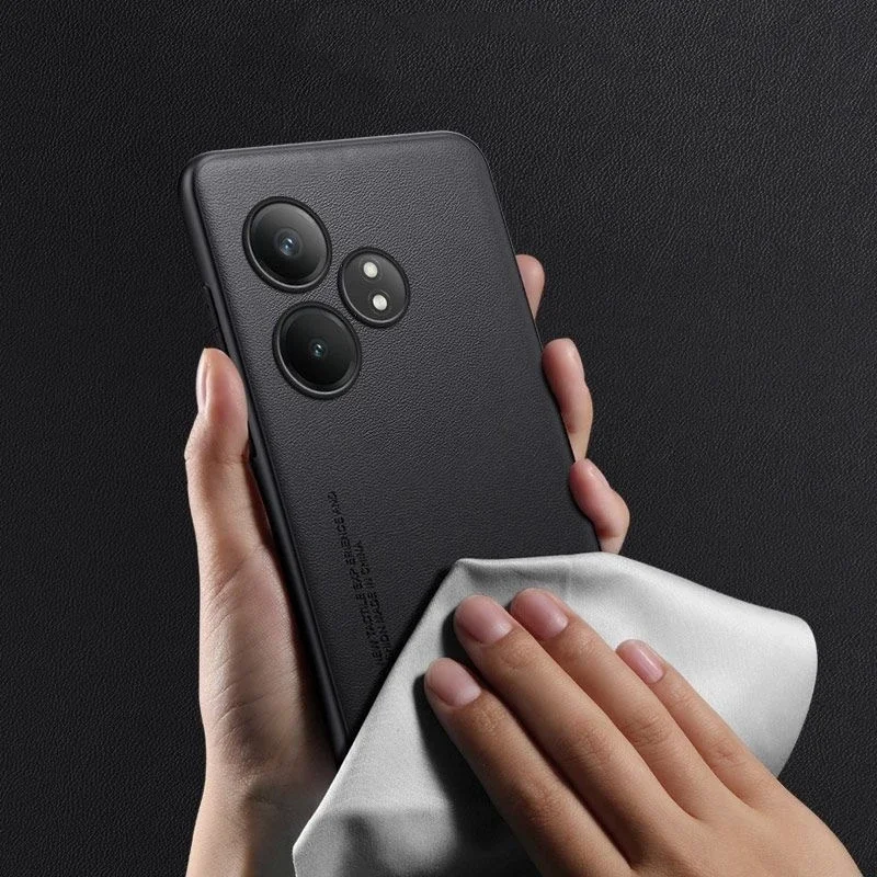 Realme用の頑丈な革製ケース,シリコンバックカメラ保護, - Realme Gt 6 のレビューと価格