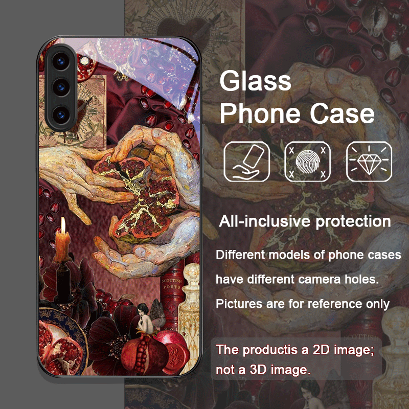 豪華なザクロの花柄強化ガラス製スマホケース Samsung  - Samsung Galaxy S25 のレビューと価格