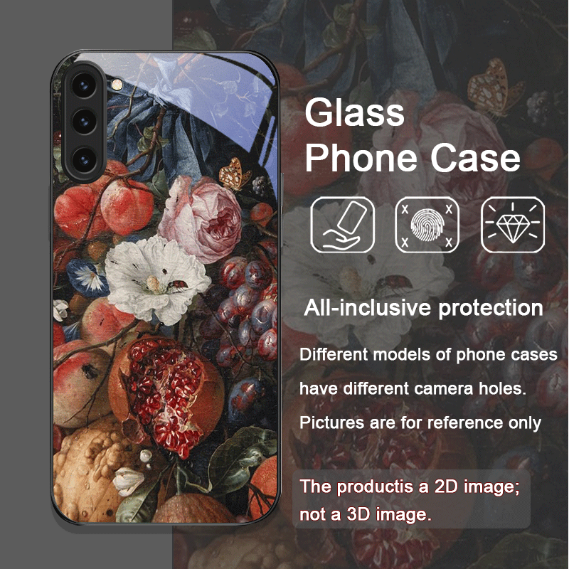 豪華なザクロの花柄強化ガラス製スマホケース Samsung  - Samsung Galaxy S25 のレビューと価格