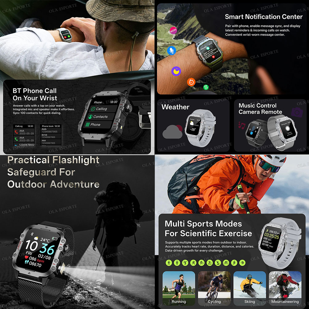 軍用アウトドアスマートウォッチ メンズ GPS追跡 フラッシ - Smartwatch X12 のレビューと価格