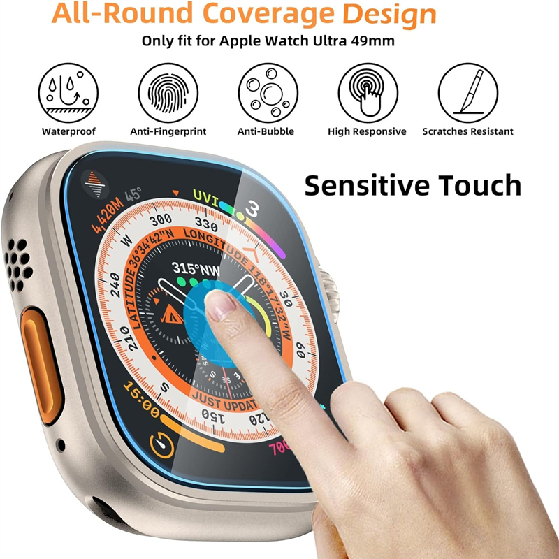 Iwatch Ultra用強化ガラス保護フィルム,スクリーン - Watch Case Bumper のレビューと価格