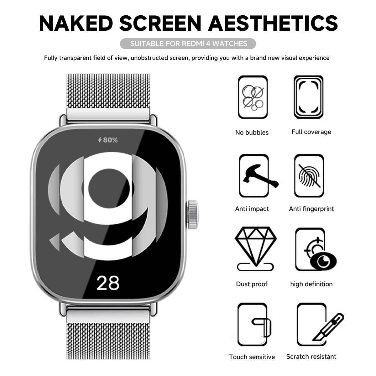 Xiaomi Redmi Watch 5および4用の強化ガラ - Smartwatch Icon のレビューと価格